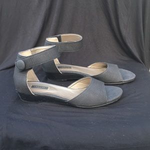 Black ankle strap wedge (8.5)